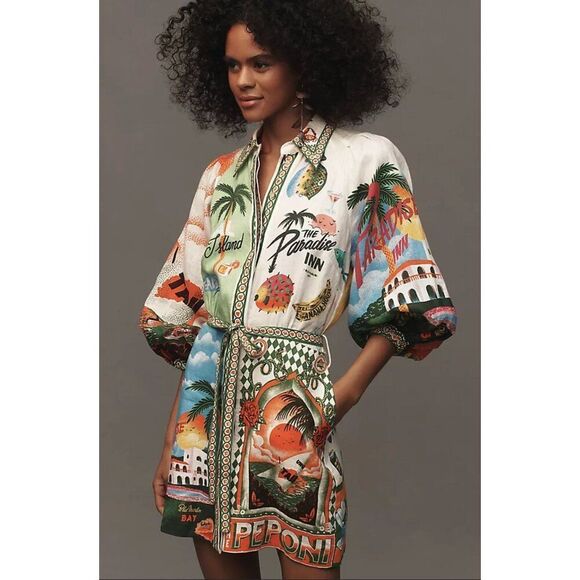 NWT ALÉMAIS Paradiso Linen Mini‎ Dress Size 2 - Picture 3 of 9